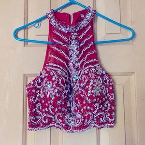 Festive Red crop top with Gems